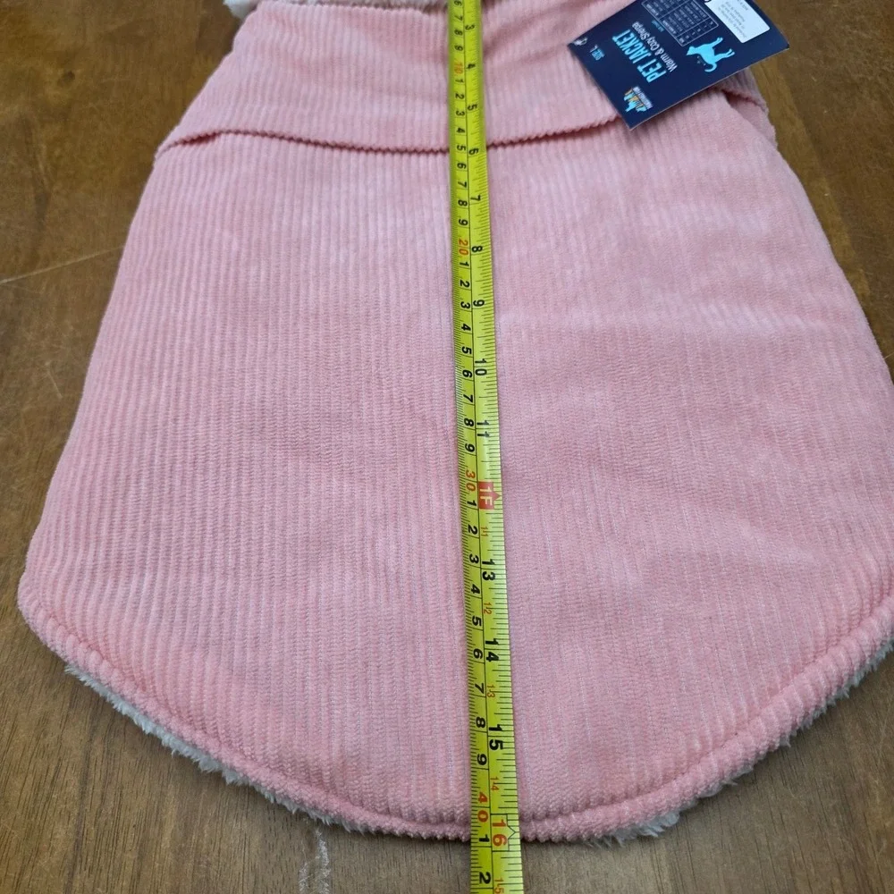 Pawsitively Fun Pink‎ Corduroy Sherpa Lined Pet Dog Jacket Warm Cozy Size L